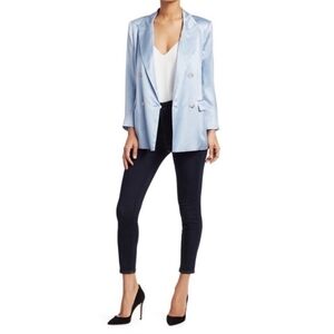 L'Agence Taryn Double Breasted Pinstripe Silk Blazer Sz 6